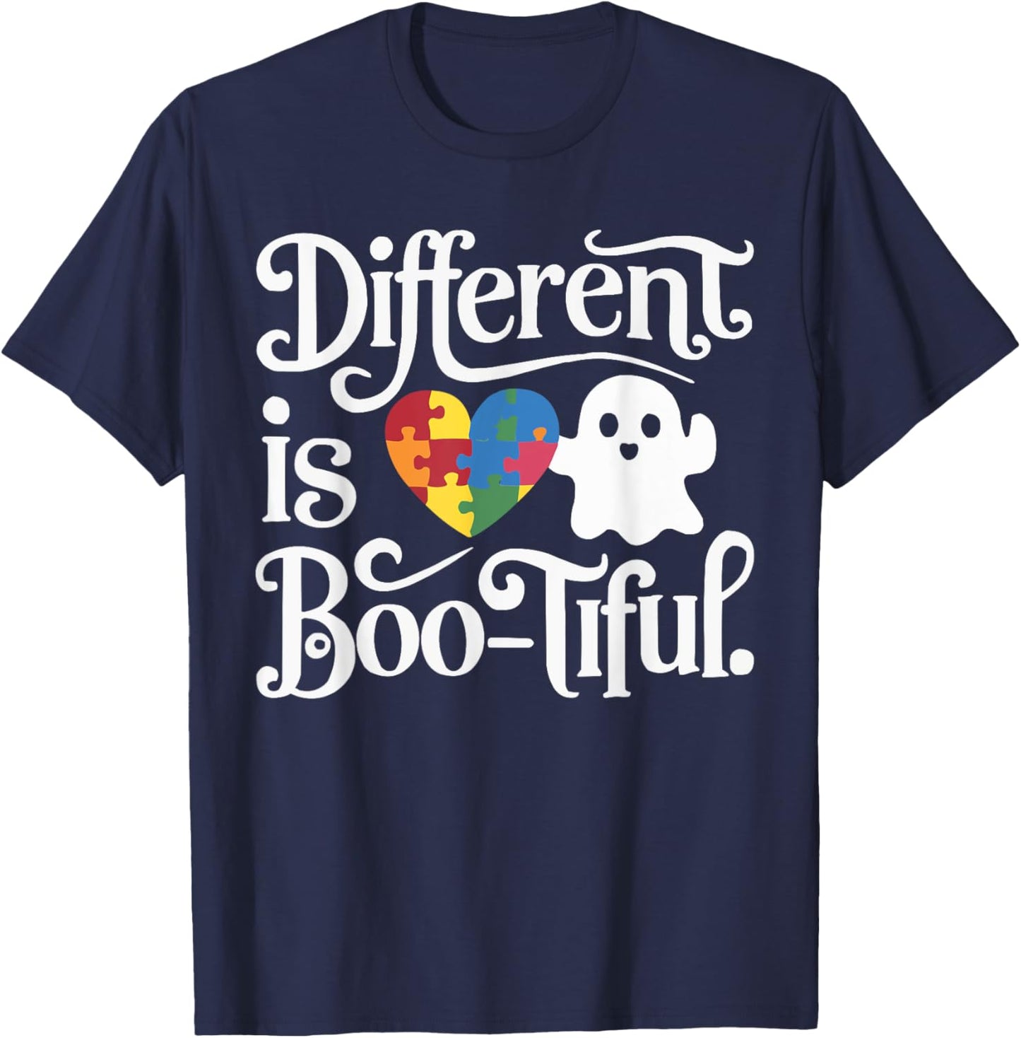 Support Autism Halloween Spooky Autistic Trick Or Treat T-Shirt - T-Shirt | Navy