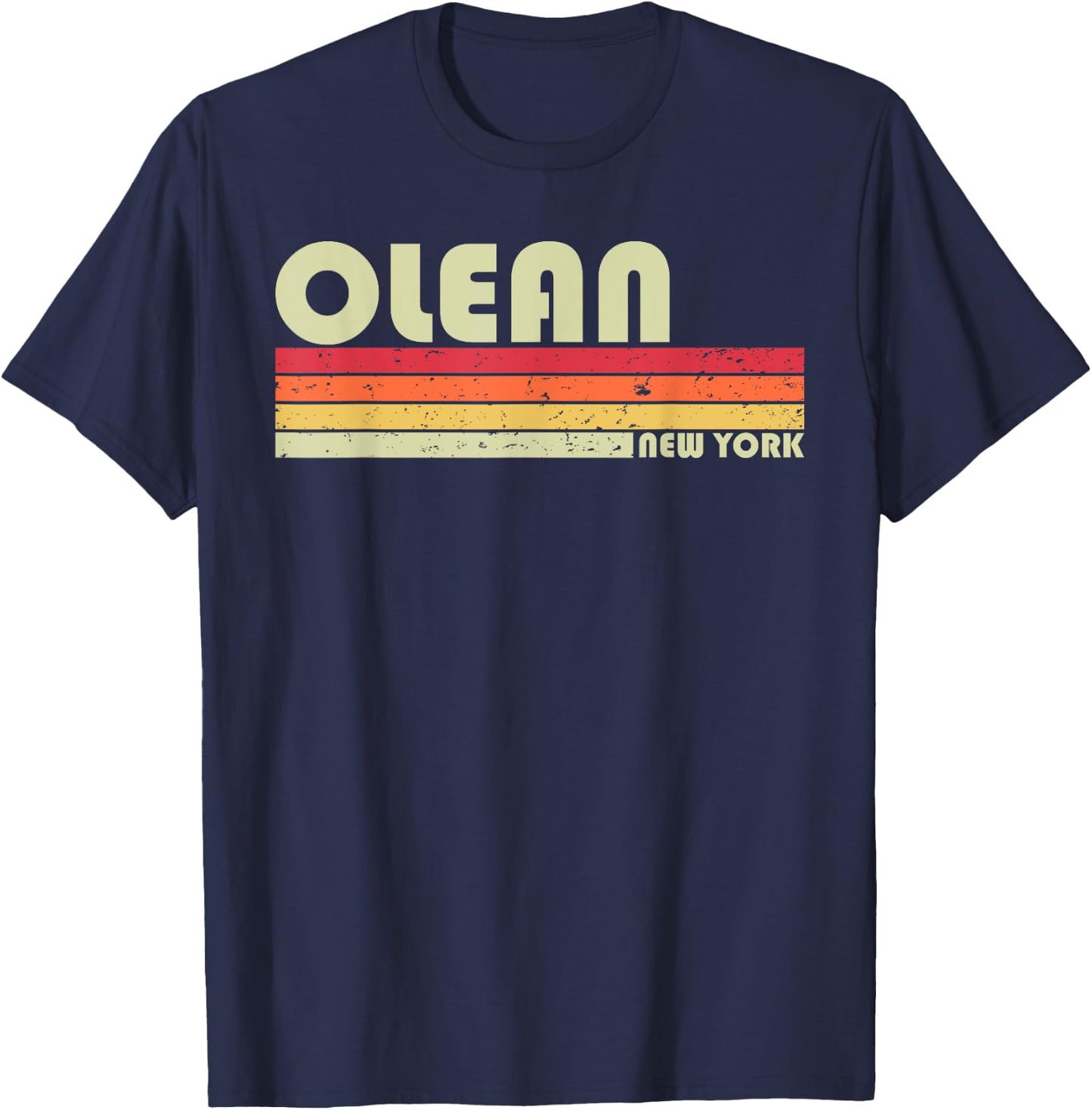 OLEAN NY NEW YORK Funny City Home Roots Gift Retro 70s 80s T-Shirt - T-Shirt | Navy