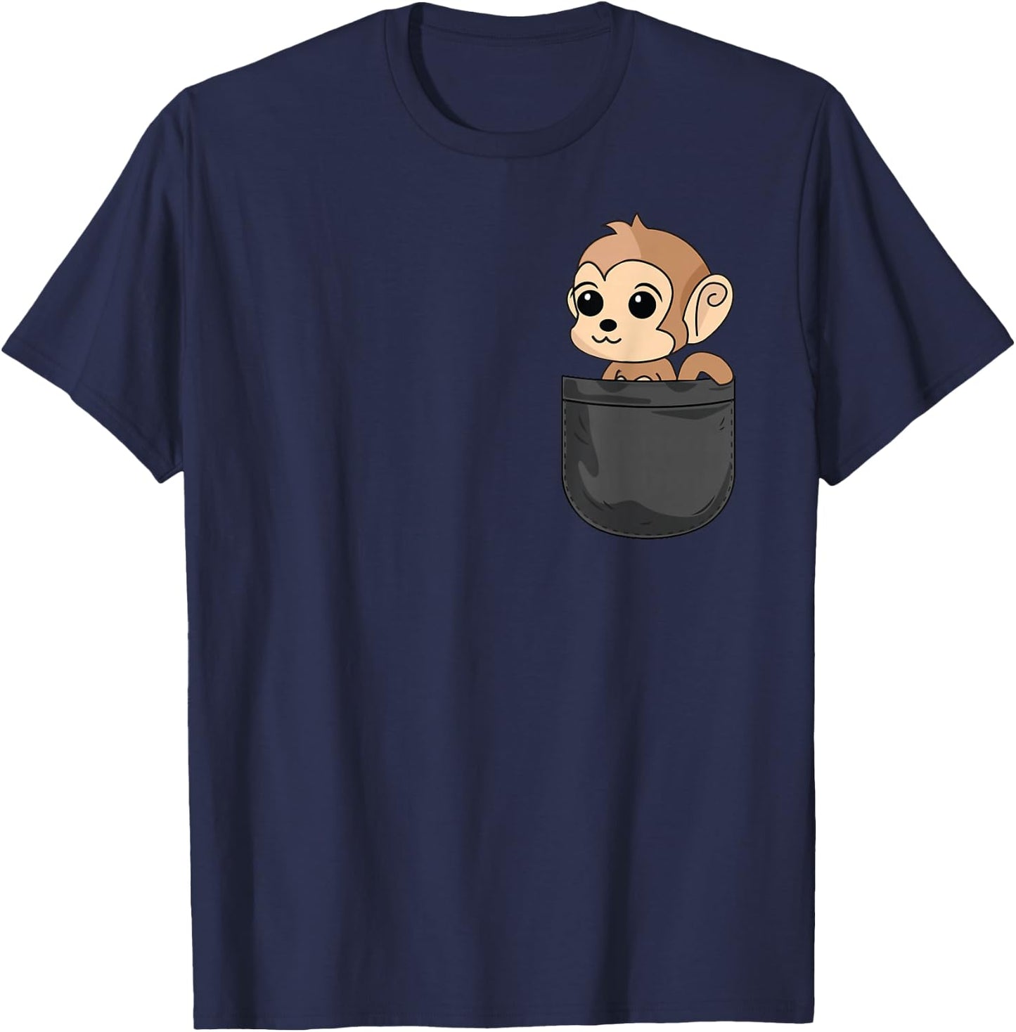 Monkey In Pocket Funny Animal Lover Gift T-Shirt - T-Shirt | Navy
