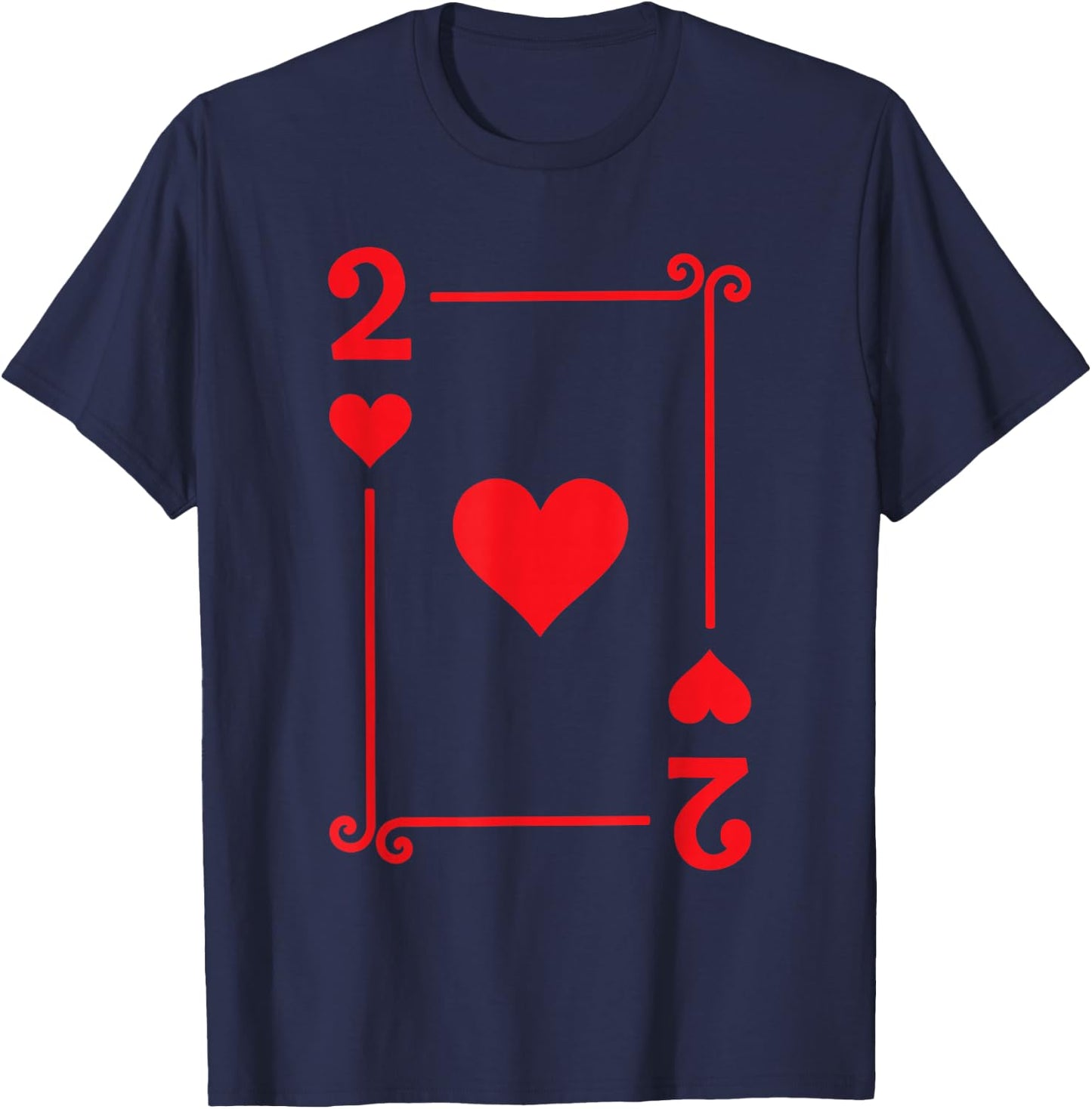 Playing Card Costume - 2 Hearts Card - Two Card T-Shirt - T-Shirt | Navy