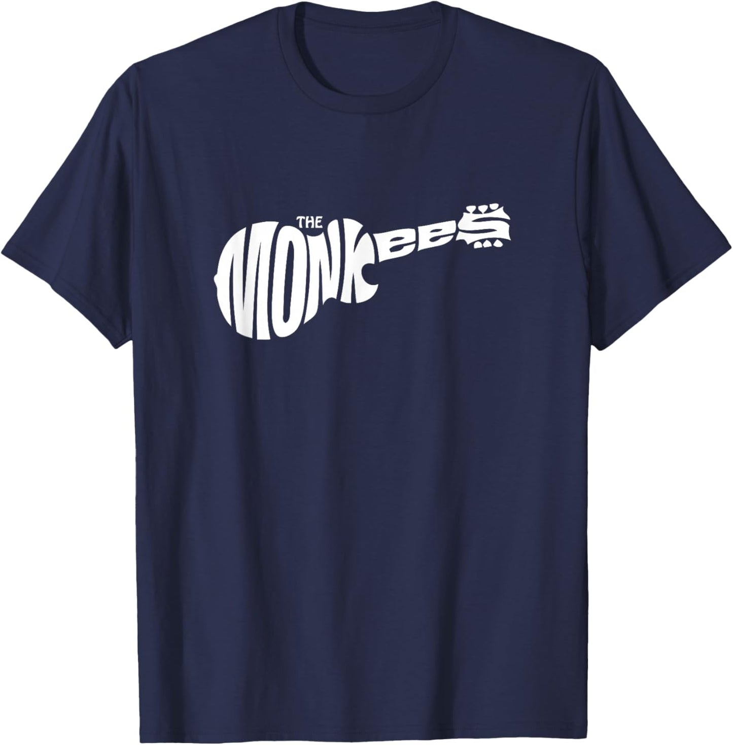 The Monkees Classic White Guitar Logo Black Small T-Shirt - T-Shirt | Navy