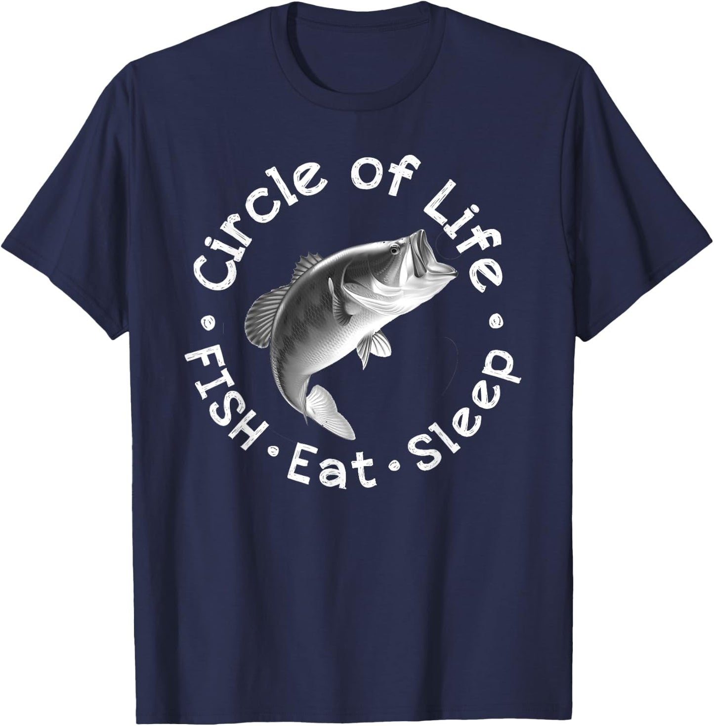 Funny Bass Fishing Circle Life Big Mouth T-Shirt - T-Shirt | Navy