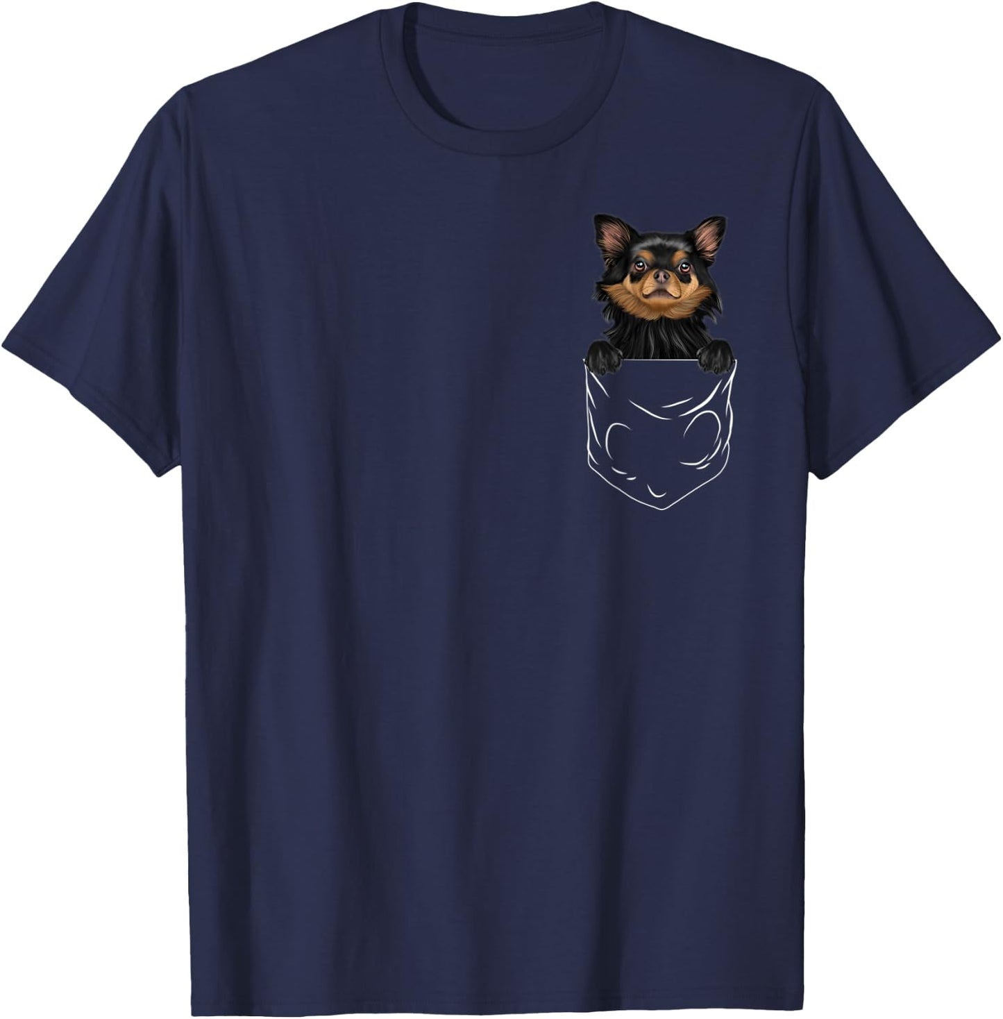 Dog In Pocket Black Chihuahua Funny Dog Lover Women Kids T-Shirt - T-Shirt | Navy