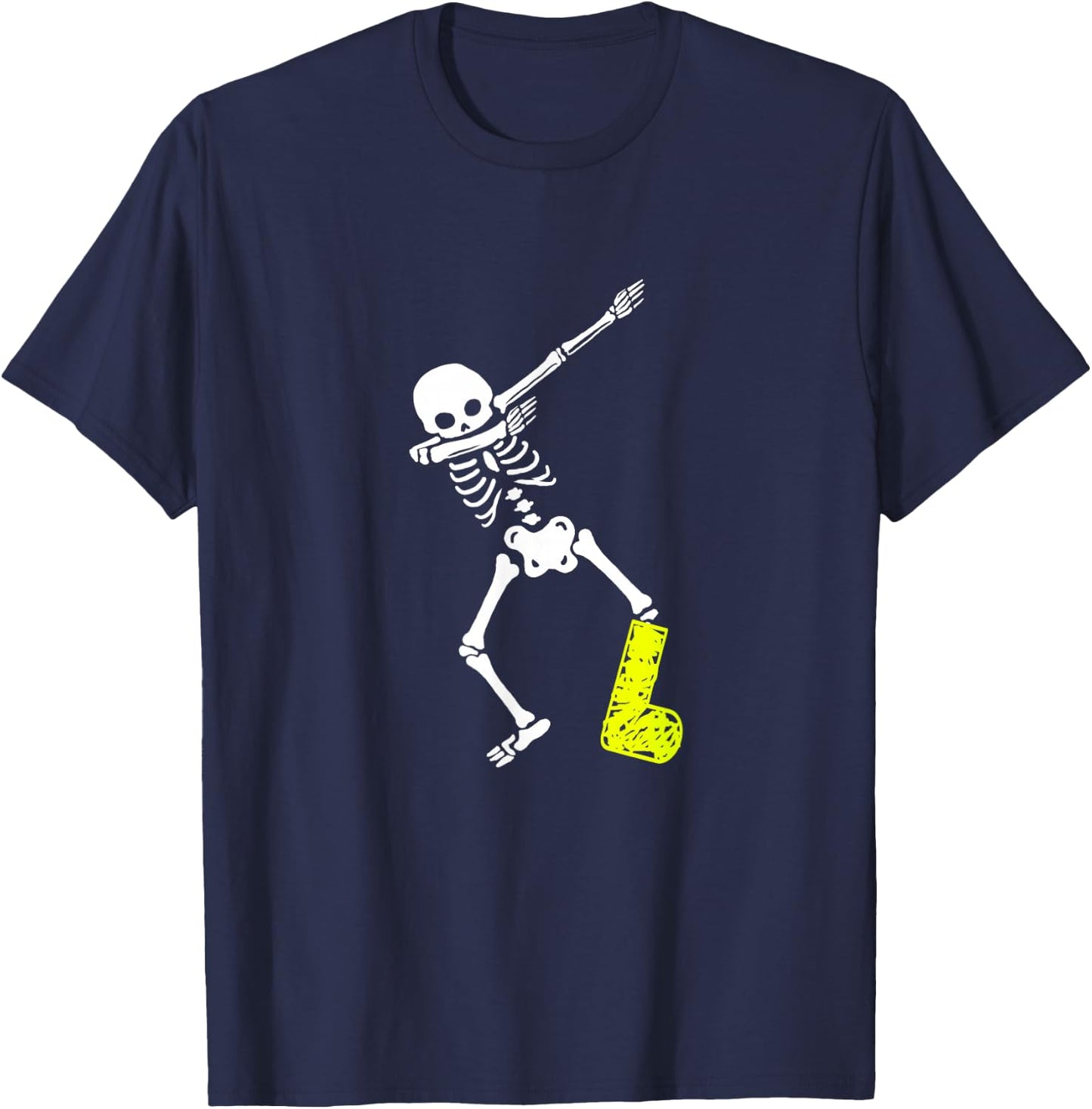 Funny Injury Dabbing Skeleton Broken Leg Kids Adult T-Shirt - T-Shirt | Navy
