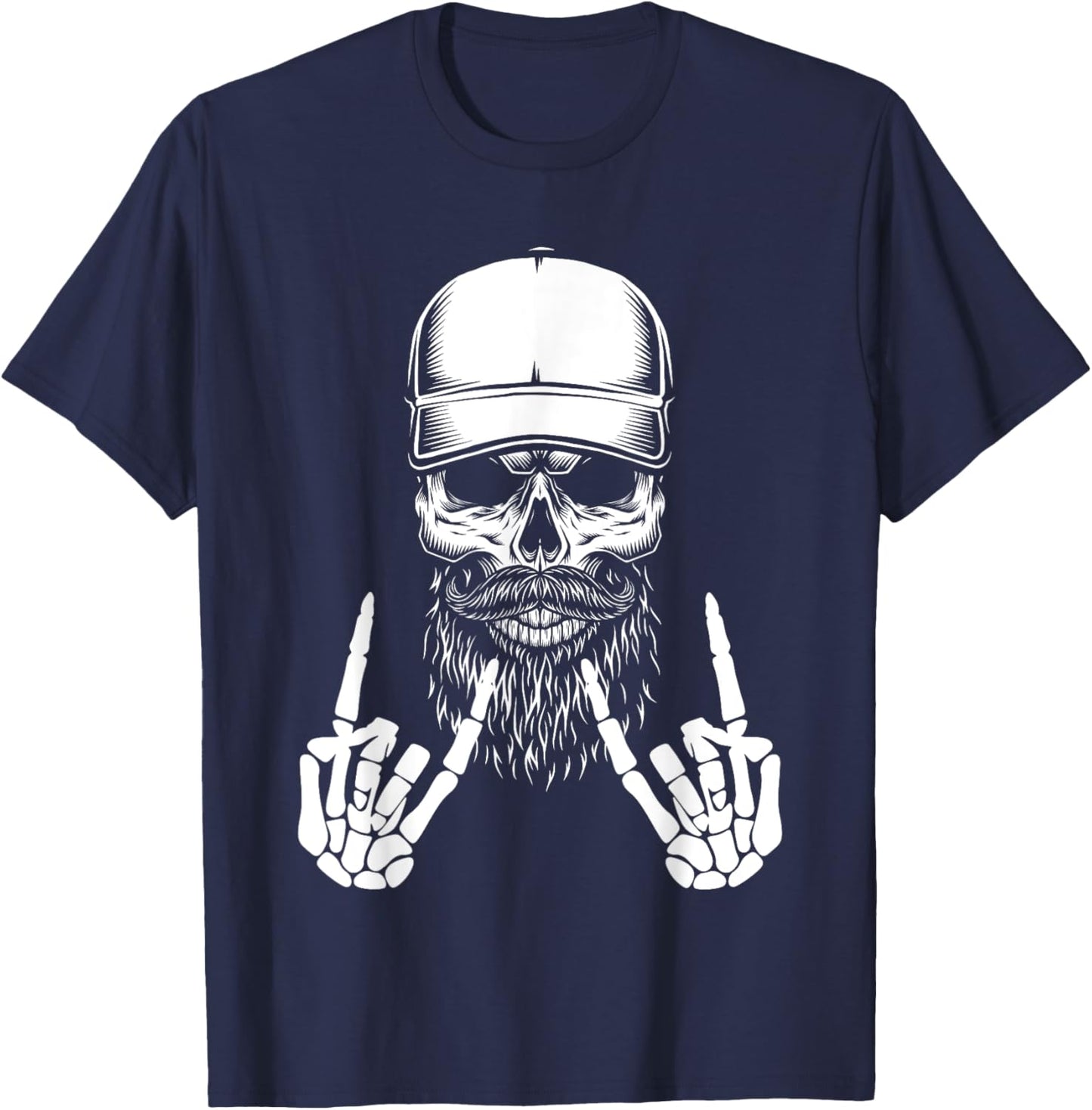 Cool Halloween Punk Rock Skeleton Cap Skater Rocker Skell T-Shirt - T-Shirt | Navy