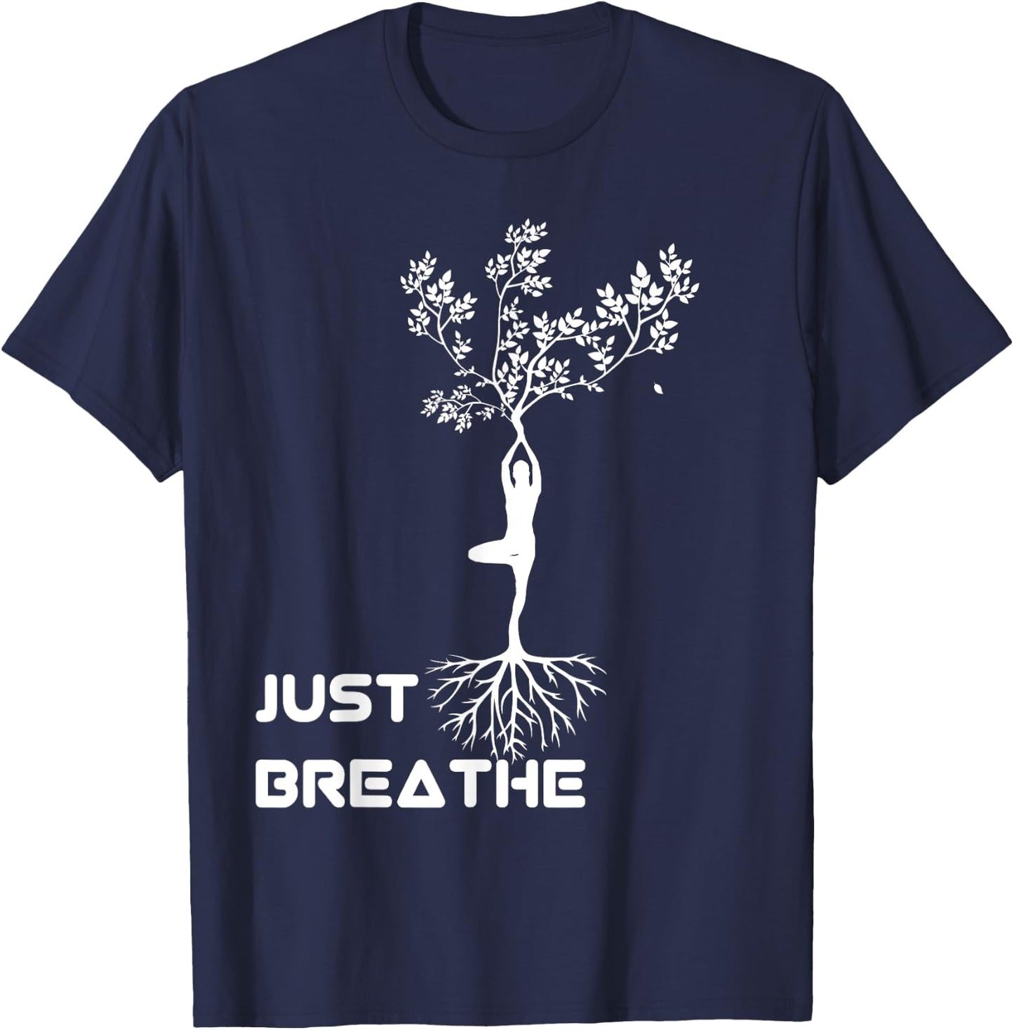 Yoga Tree of Life with Just breathe Women rooted T-Shirt - T-Shirt | Navy