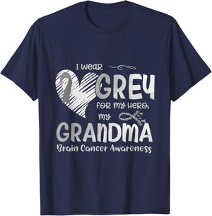 I Wear Gray For My Hero Grandma Brain Cancer Awareness T-Shirt - T-Shirt | Navy