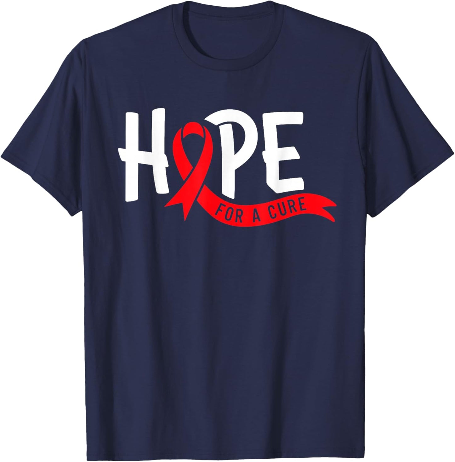 Aids Hope Red Ribbon World Aids Day Hiv Aids Awareness T-Shirt - T-Shirt | Navy