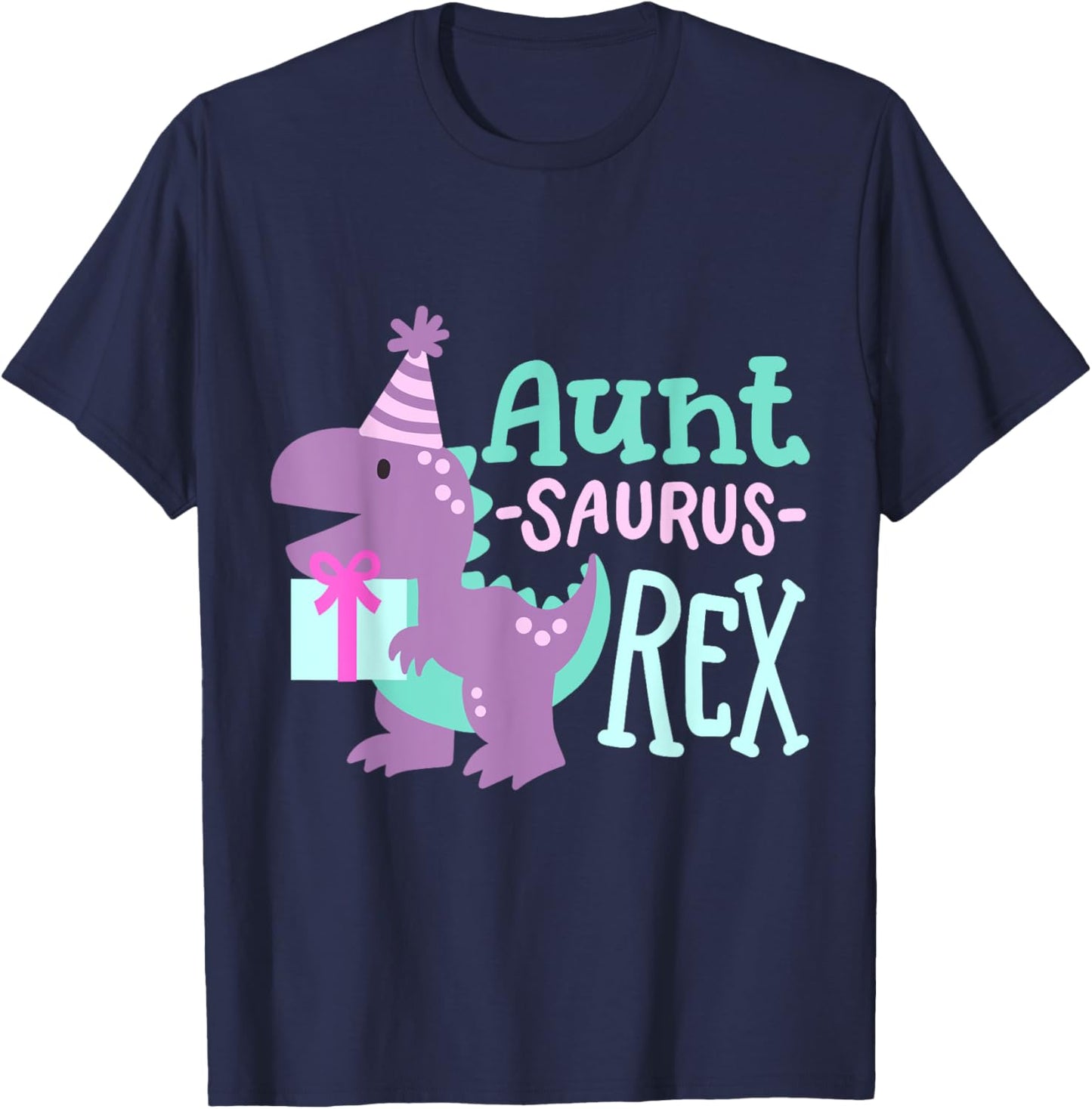 Dinosaur Birthday Aunt Saurus T Rex Family Matching Party T-Shirt - T-Shirt | Navy