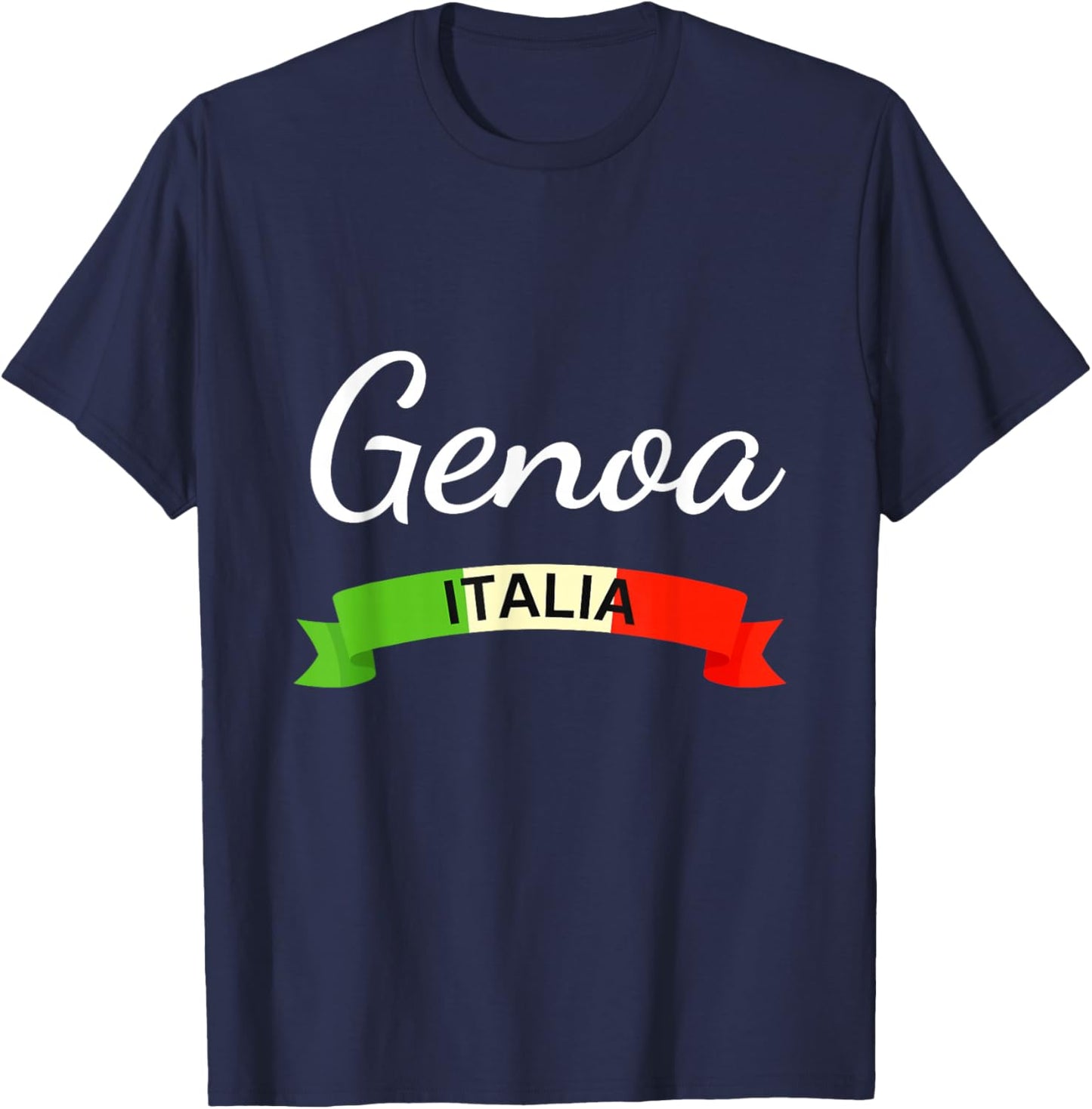 Genoa Italy Flag Genova Italia Souvenir Matching Italian T-Shirt - T-Shirt | Navy