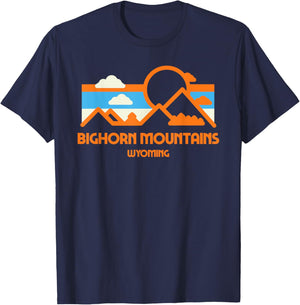 Retro Bighorn Mountains Wyoming Mountain Range Sunset T-Shirt - T-Shirt | Navy