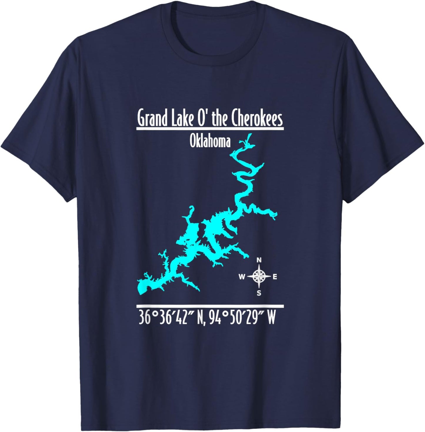 Modern Grand Lake of the Cherokees - Oklahoma T-Shirt - T-Shirt | Navy