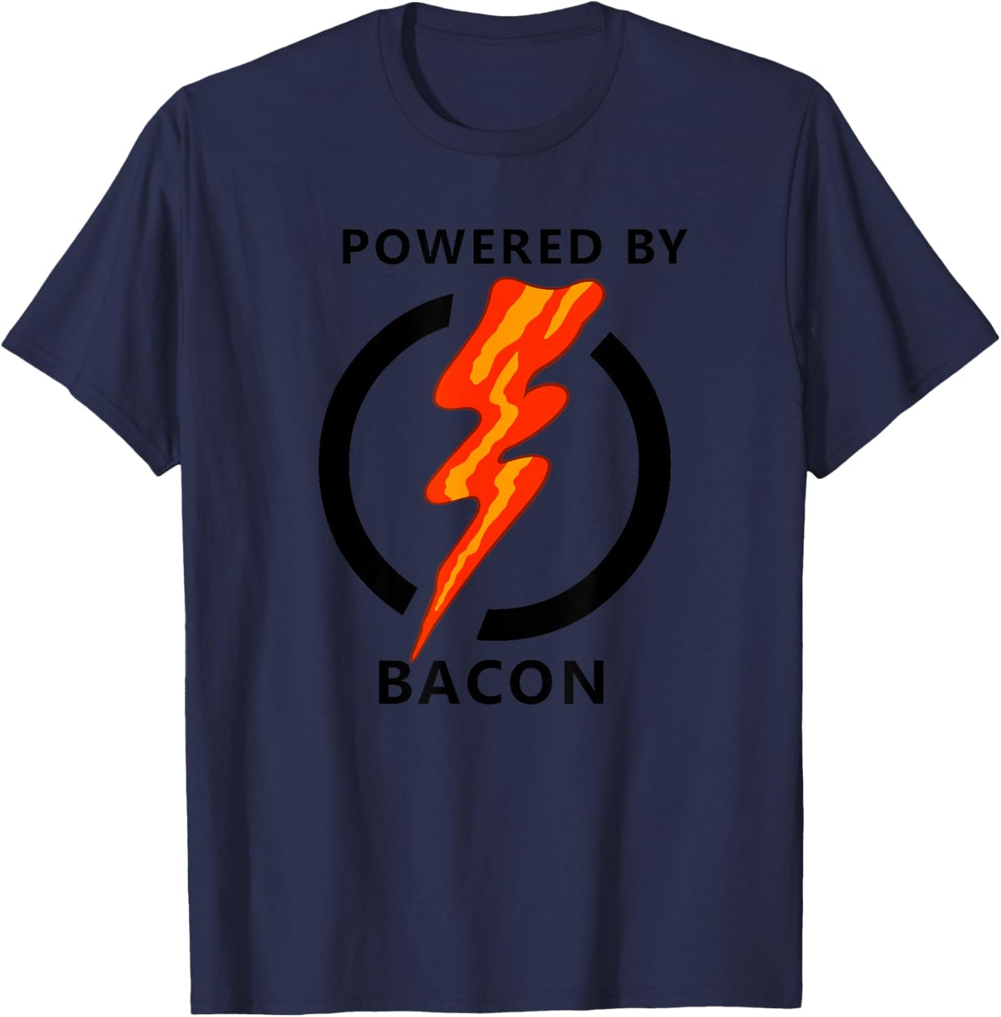 Funny Powered By Bacon Gift Kids And Toddlers T-Shirt - T-Shirt | Navy