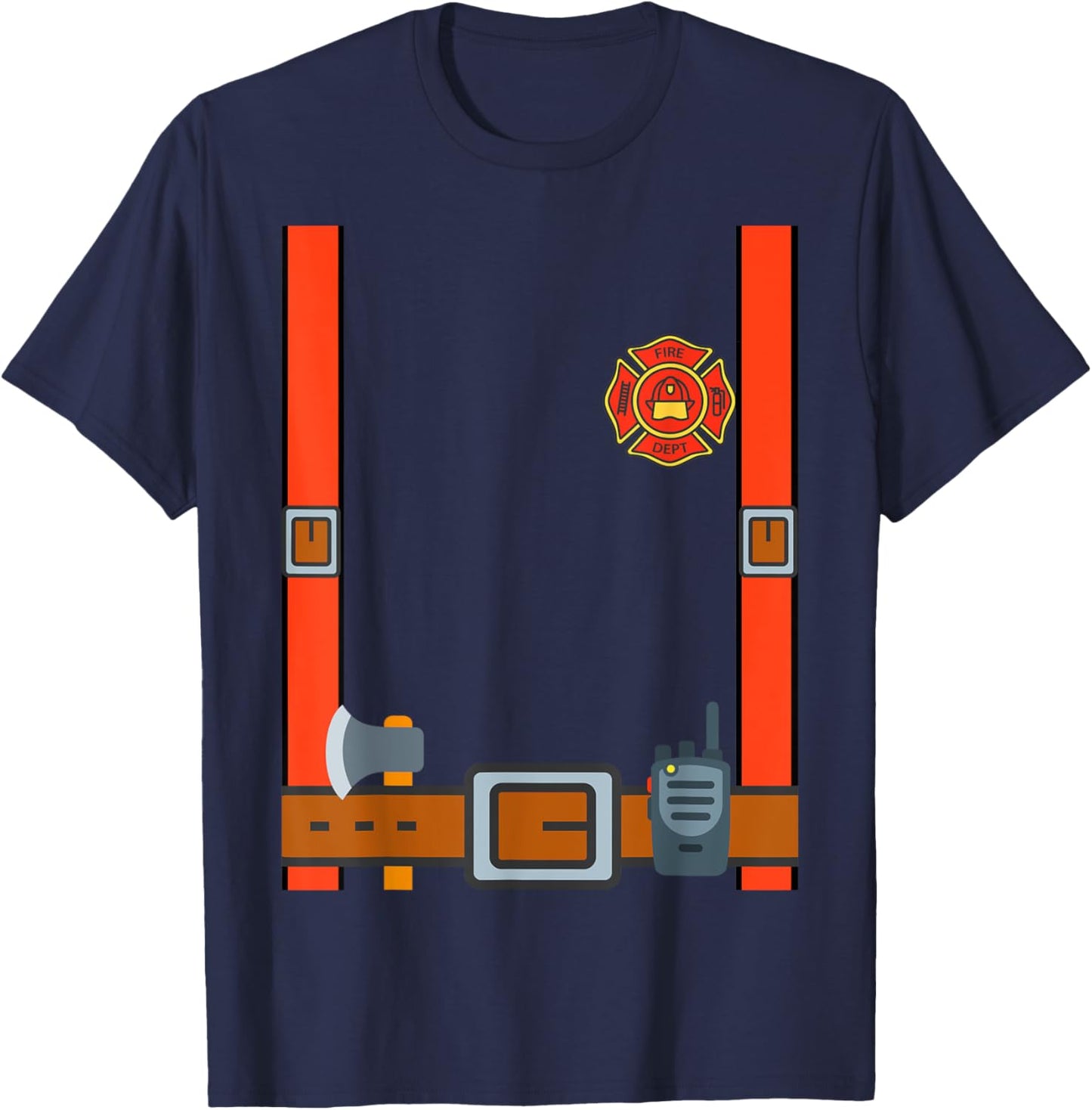 Fun Fireman Halloween - Firefighter Cosplay Costume Dressup T-Shirt - T-Shirt | Navy