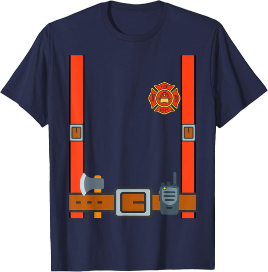 Fun Fireman Halloween - Firefighter Cosplay Costume Dressup T-Shirt - T-Shirt | Navy