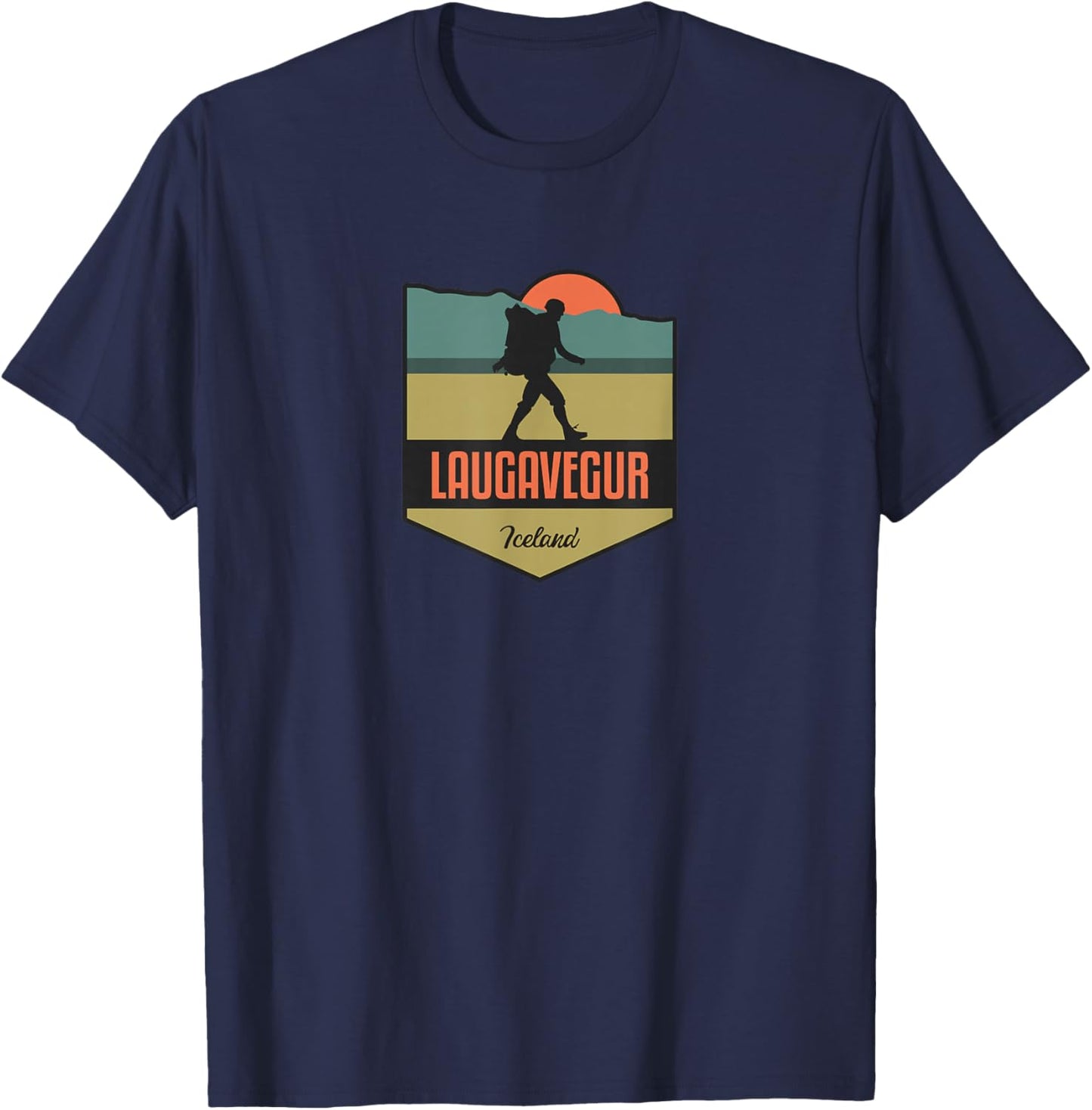 Hiking Trail Memories - Laugavegur Iceland - Women's Classic Fit Black Short Sleeve Cotton - Small T-Shirt - T-Shirt | Navy