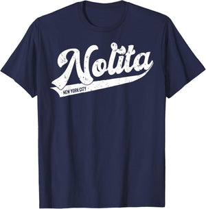 Nolita New York City Typographic Distressed Design T-Shirt - T-Shirt | Navy