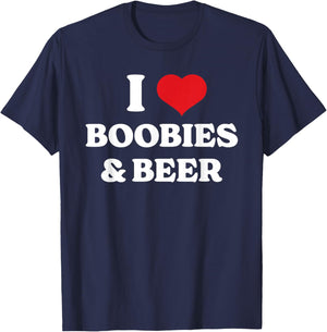Funny I Heart (Love) Boobies And Beer humor T-Shirt - T-Shirt | Navy