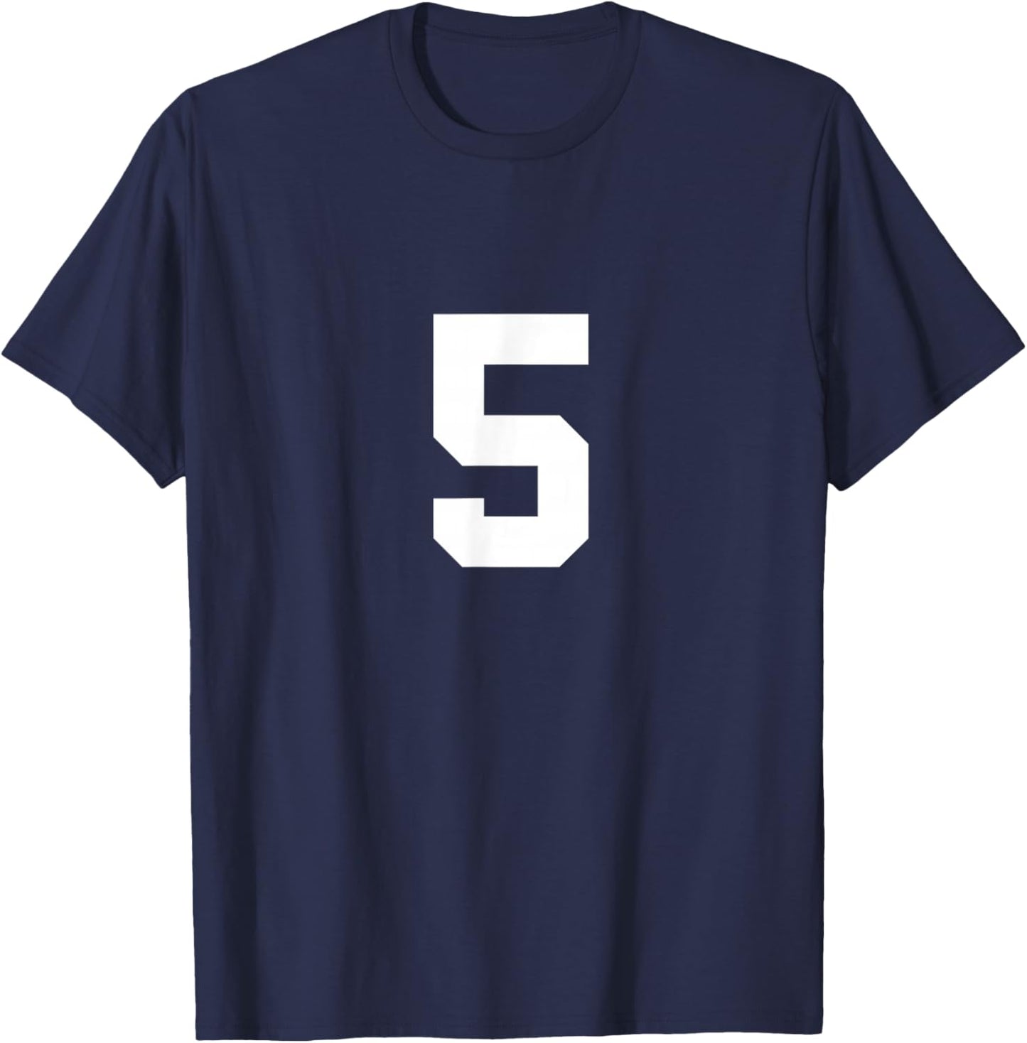 Number 5 (on Front/Back) Sports Team Jersey Number T-Shirt - T-Shirt | Navy