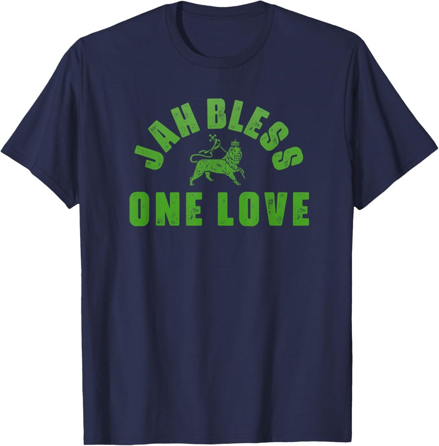 JAH BLESS 80s Roots Reggae Music Judah Lion Shirt T-Shirt - T-Shirt | Navy