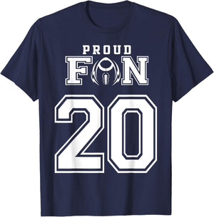 Custom Proud Football Fan Number 20 Personalized T-Shirt - T-Shirt | Navy