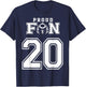 Custom Proud Football Fan Number 20 Personalized T-Shirt - T-Shirt | Navy