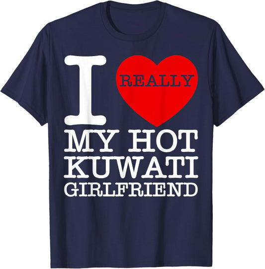 I Love My Hot Kuwaiti Girlfriend GF Kuwait National Day Gift T-Shirt - T-Shirt | Navy