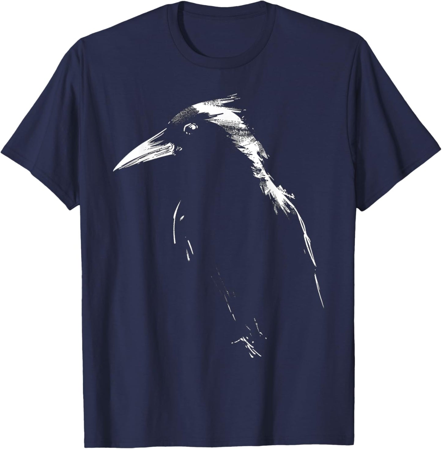 Raven Drawing Animal Art Bird Crow T-Shirt - T-Shirt | Navy