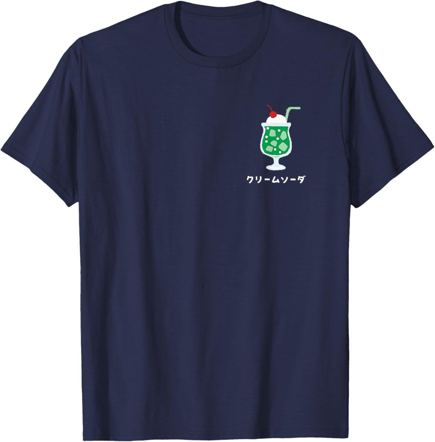 Retro Japanese Green Cream Soda Juice Drink Japan 70s 80s T-Shirt - T-Shirt | Navy
