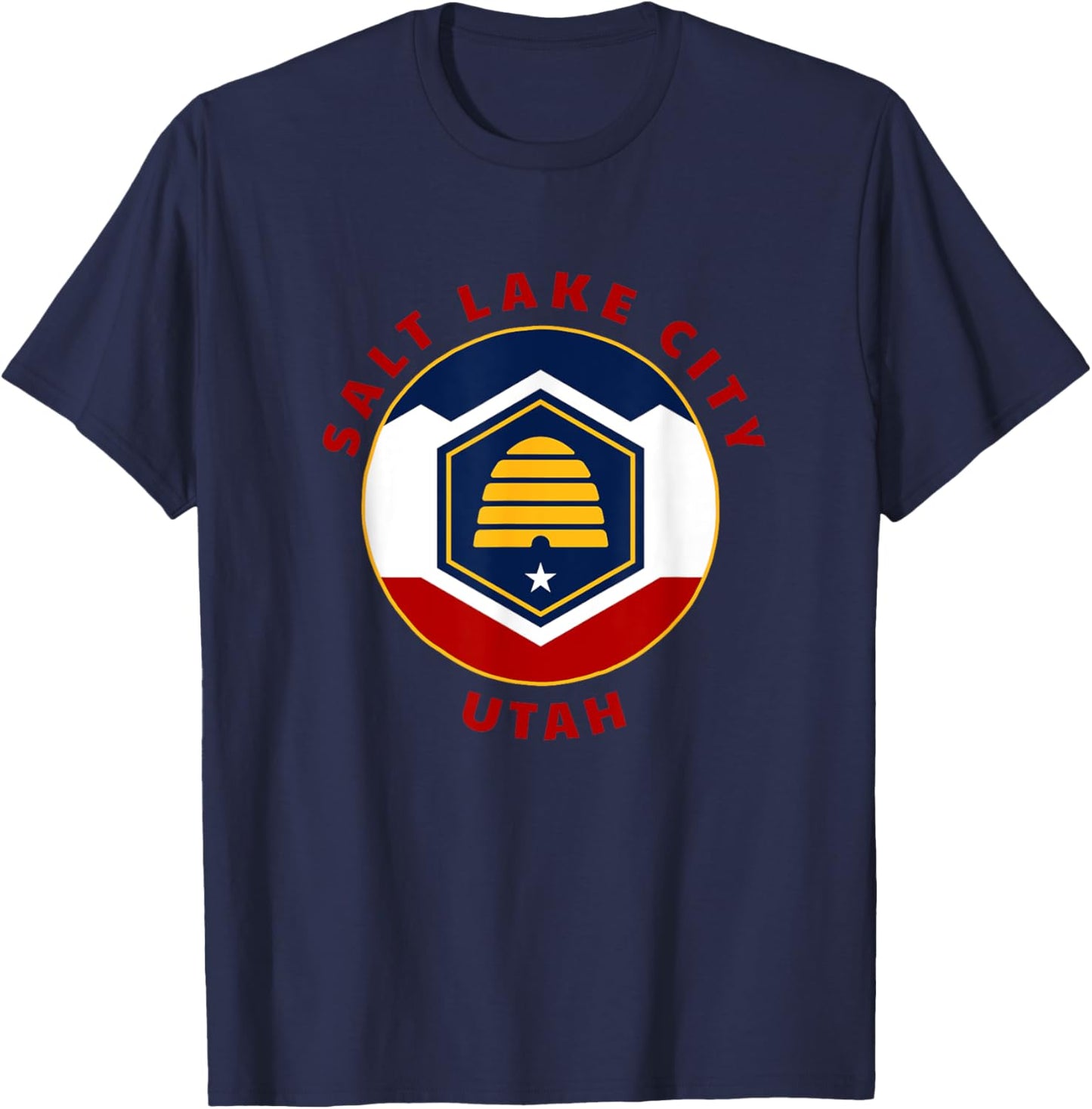 Salt Lake City Utah New UT Flag Beehive Vacation Souvenir T-Shirt - T-Shirt | Navy