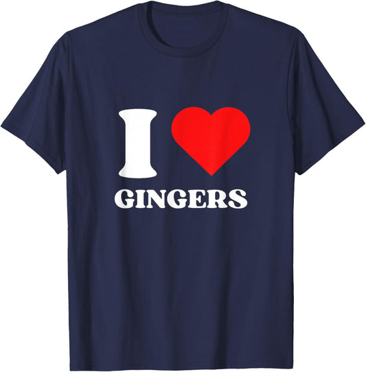 I Love Gingers I Heart Gingers Y2k Aesthetic Red Heart T-Shirt - T-Shirt | Navy