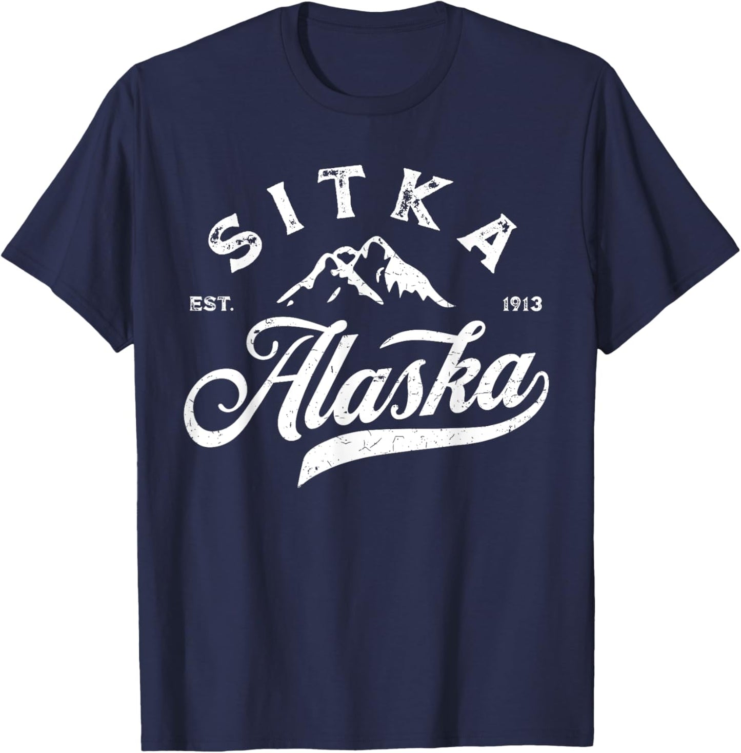Vintage Sitka Alaska AK Mountains Family Vacation Souvenir T-Shirt - T-Shirt | Navy