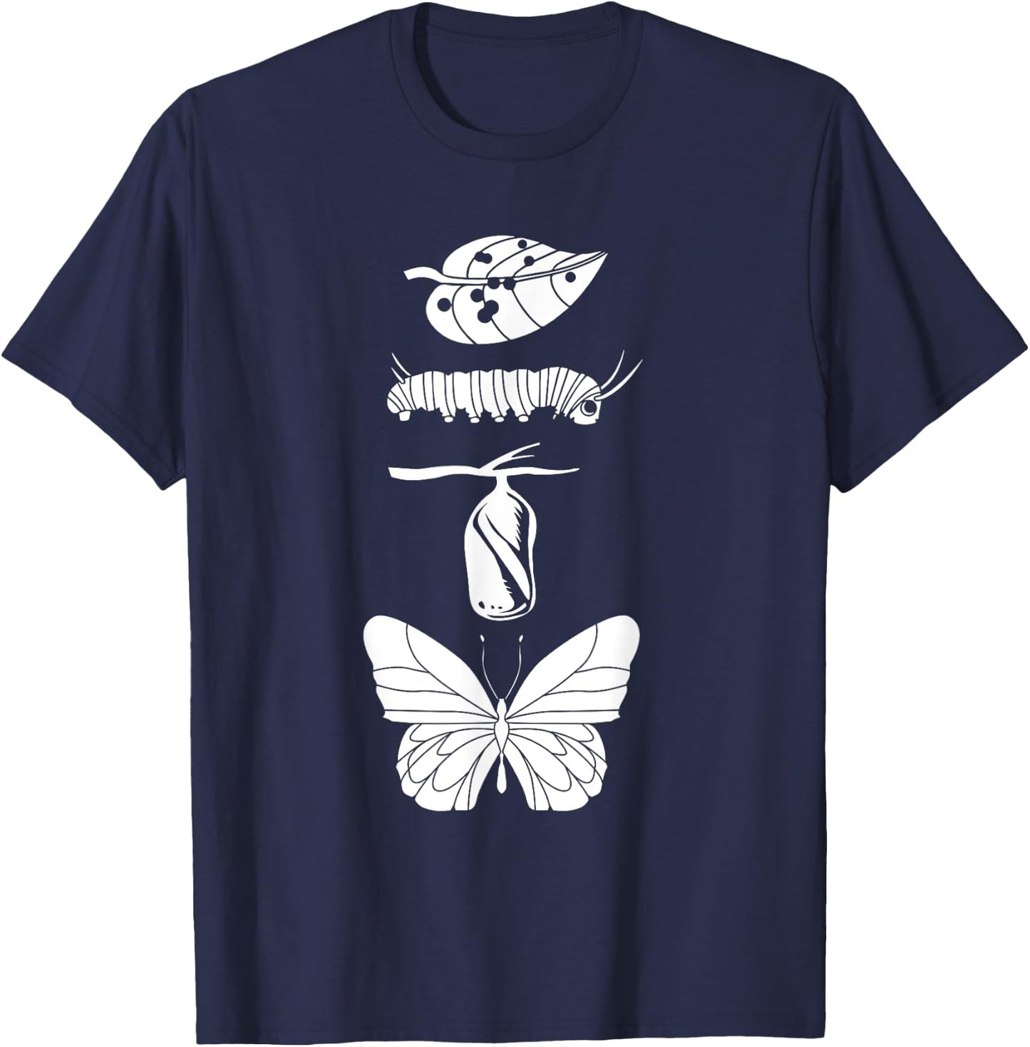 Monarch Butterfly Life Cycle T-Shirt - T-Shirt | Navy