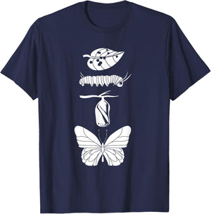 Monarch Butterfly Life Cycle T-Shirt - T-Shirt | Navy