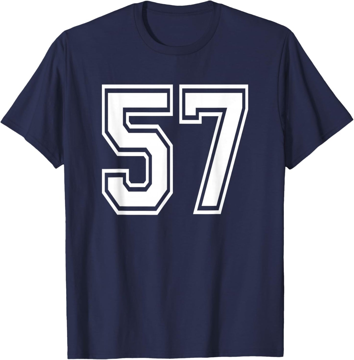 Number 57 Birthday Varsity Sports Team Jersey T-Shirt - T-Shirt | Navy