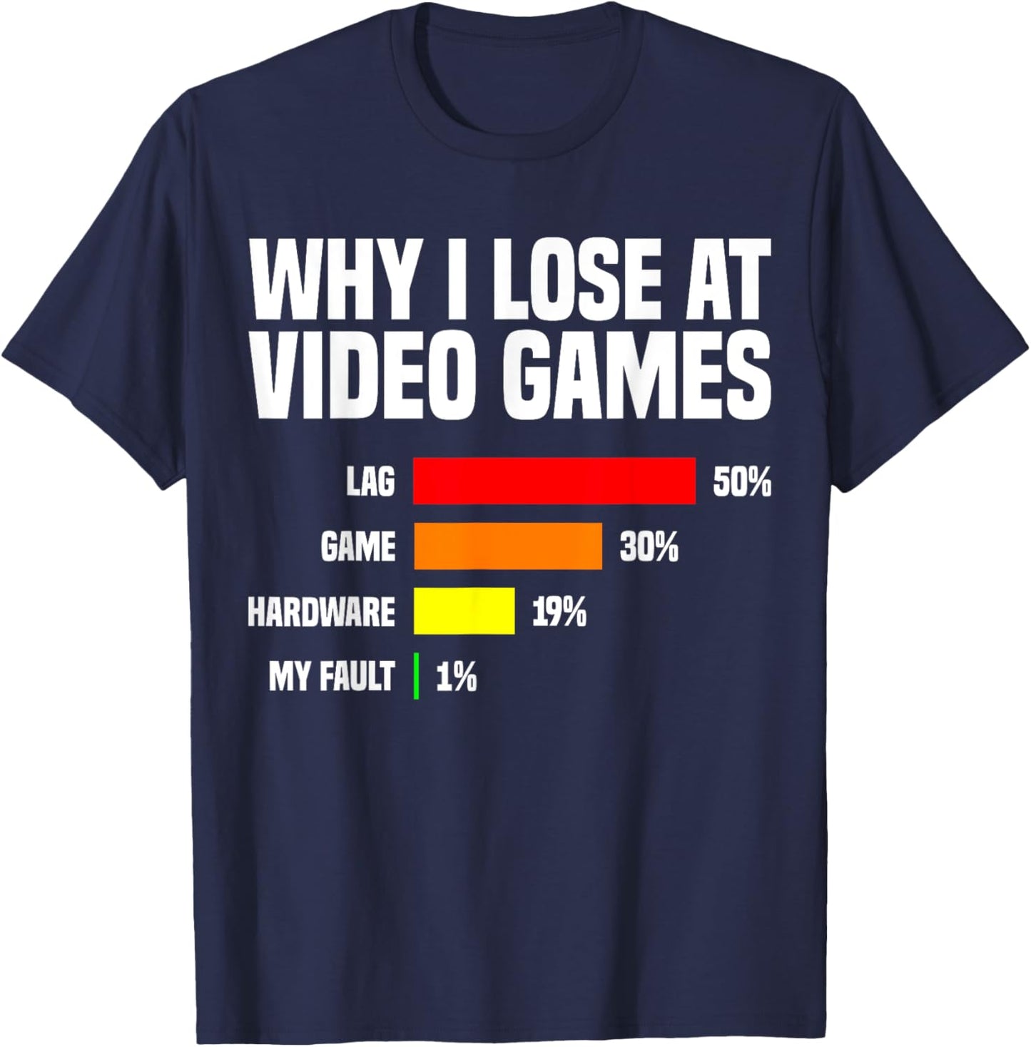 Why I Lose At Video Games, Funny Gamer T-Shirt - T-Shirt | Navy