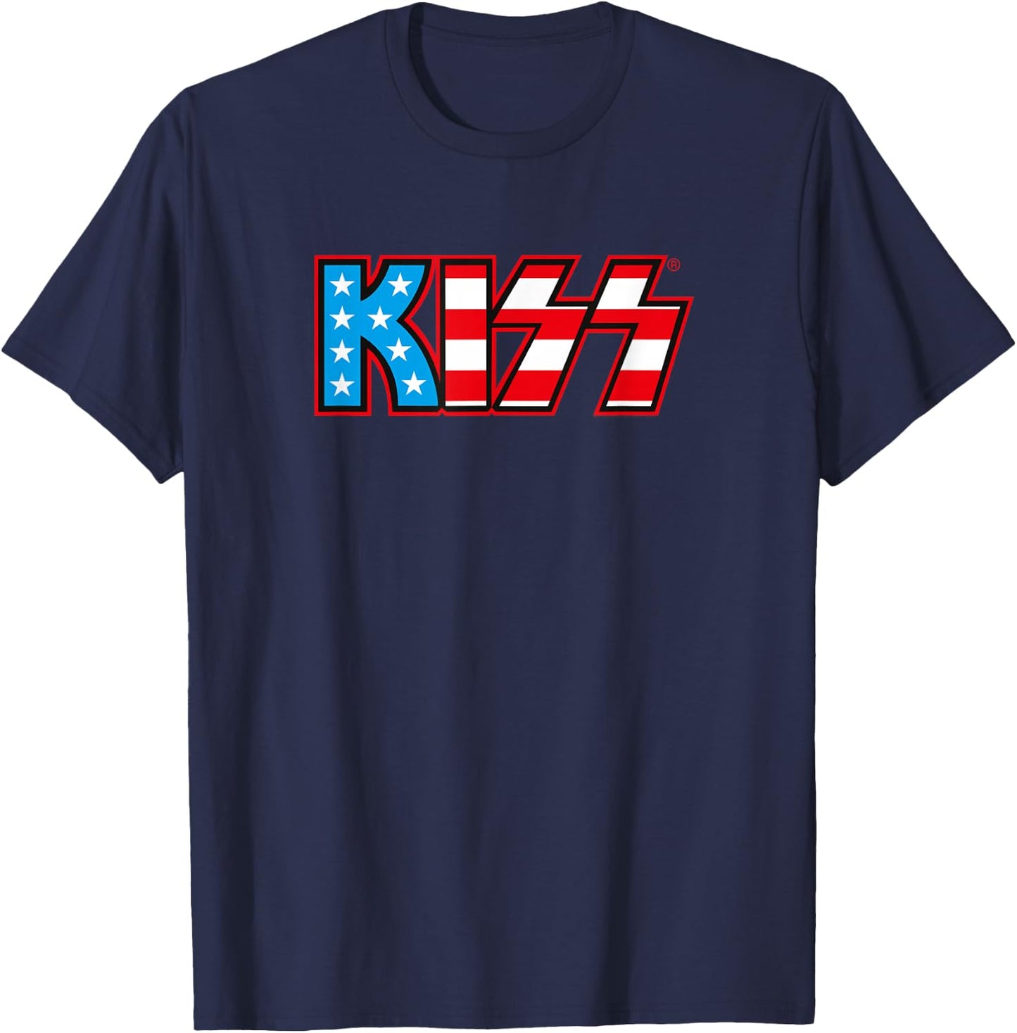 KISS child Classic KISS USA Logo T Shirt, Black, Small US T-Shirt - T-Shirt | Navy