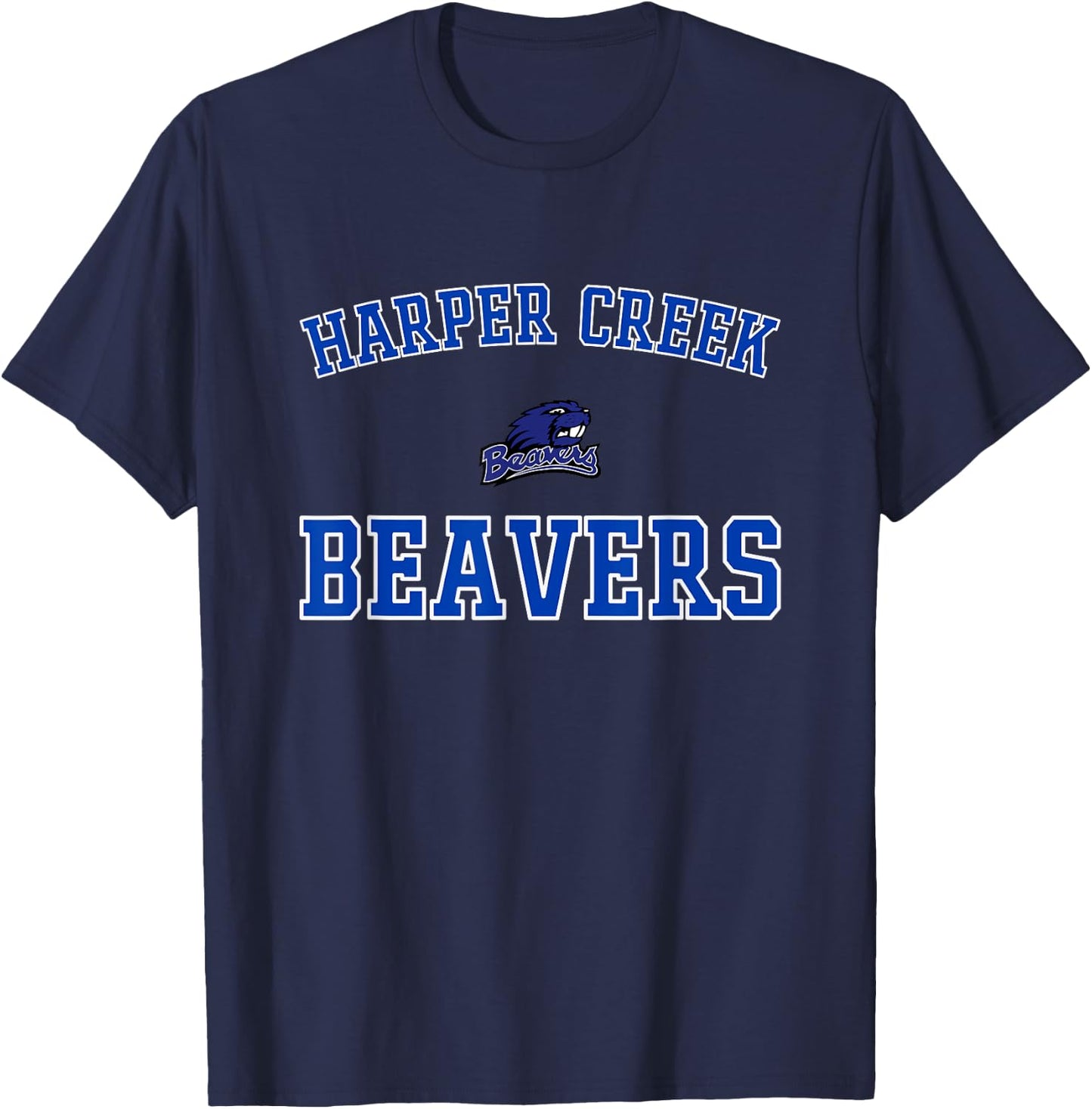 Harper Creek Beavers Logo Varsity HS T-Shirt - T-Shirt | Navy