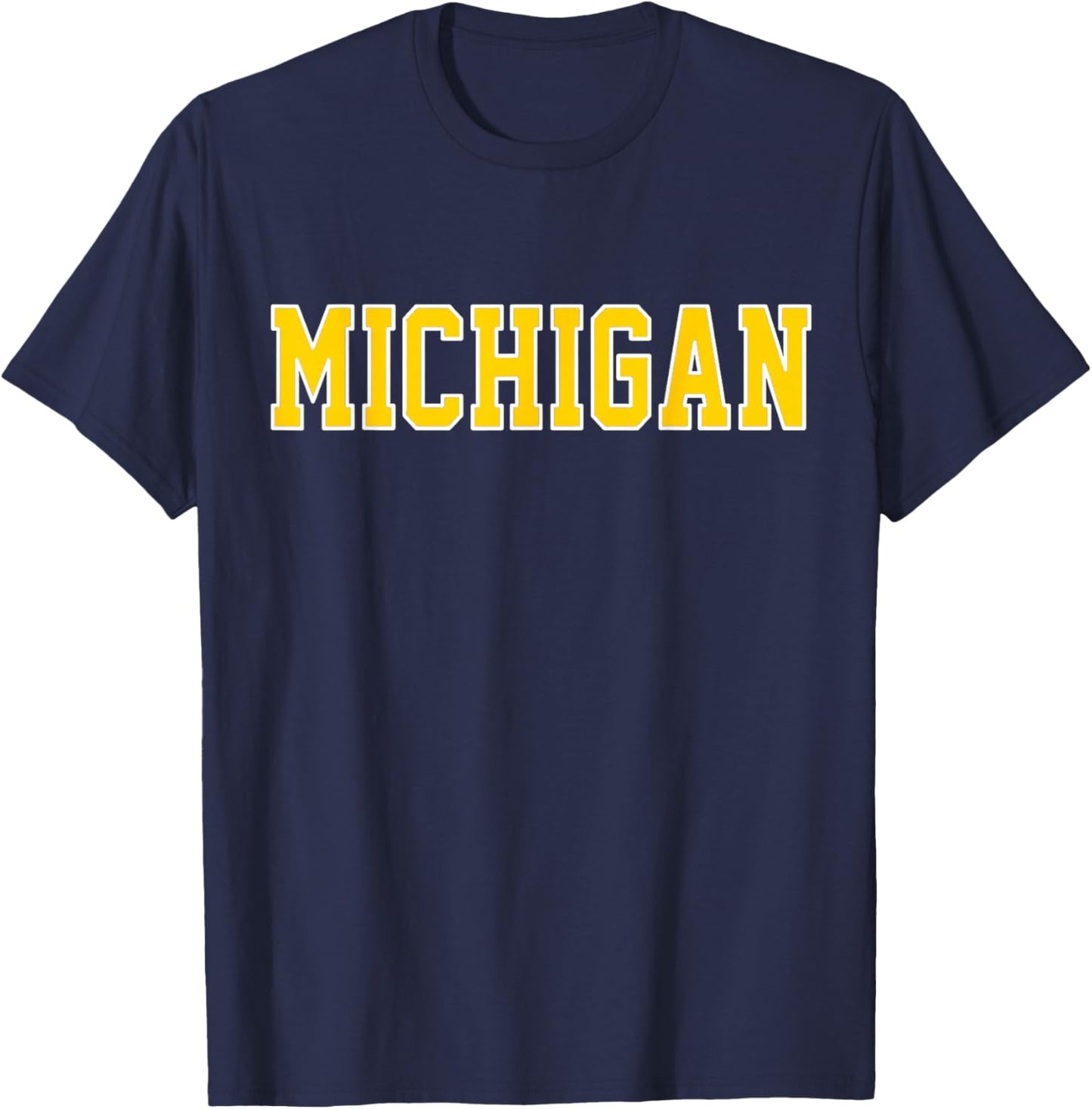 Vintage Michigan Men Michigan Women Retro Yellow T-Shirt - T-Shirt | Navy