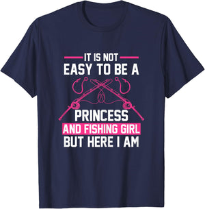 It's not easy Princess Fishing Girl Fish Gift T-Shirt - T-Shirt | Navy