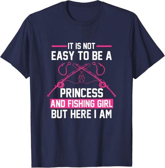 It's not easy Princess Fishing Girl Fish Gift T-Shirt - T-Shirt | Navy