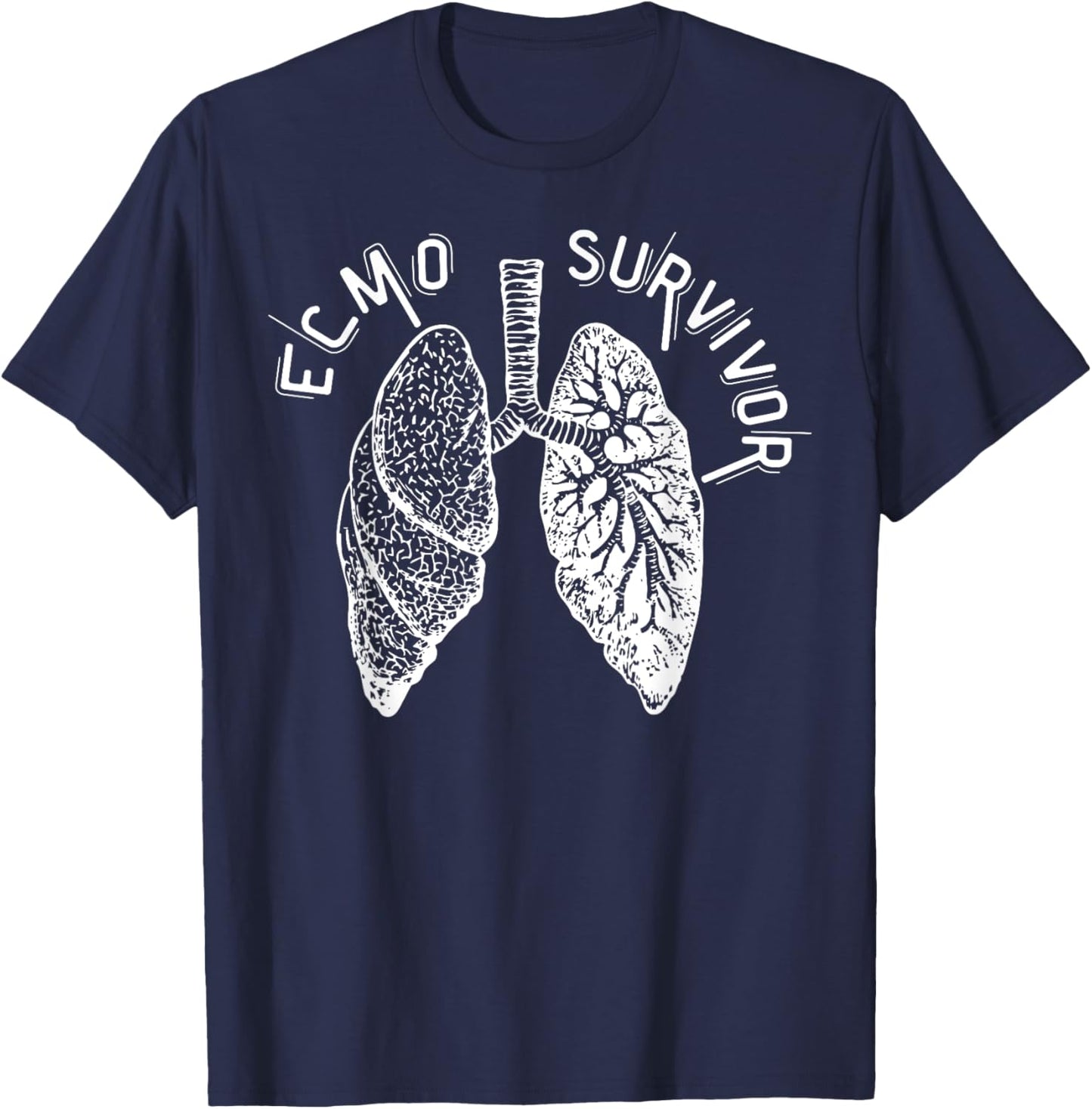 Retro Lungs ECMO Survivor ECMO Oxygenator Nurse Hospital T-Shirt - T-Shirt | Navy