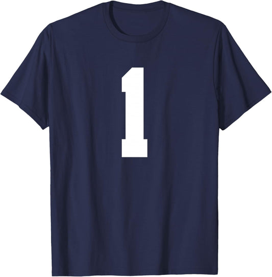 1 Number (on Back) Sport Team Number Jersey T-Shirt - T-Shirt | Navy