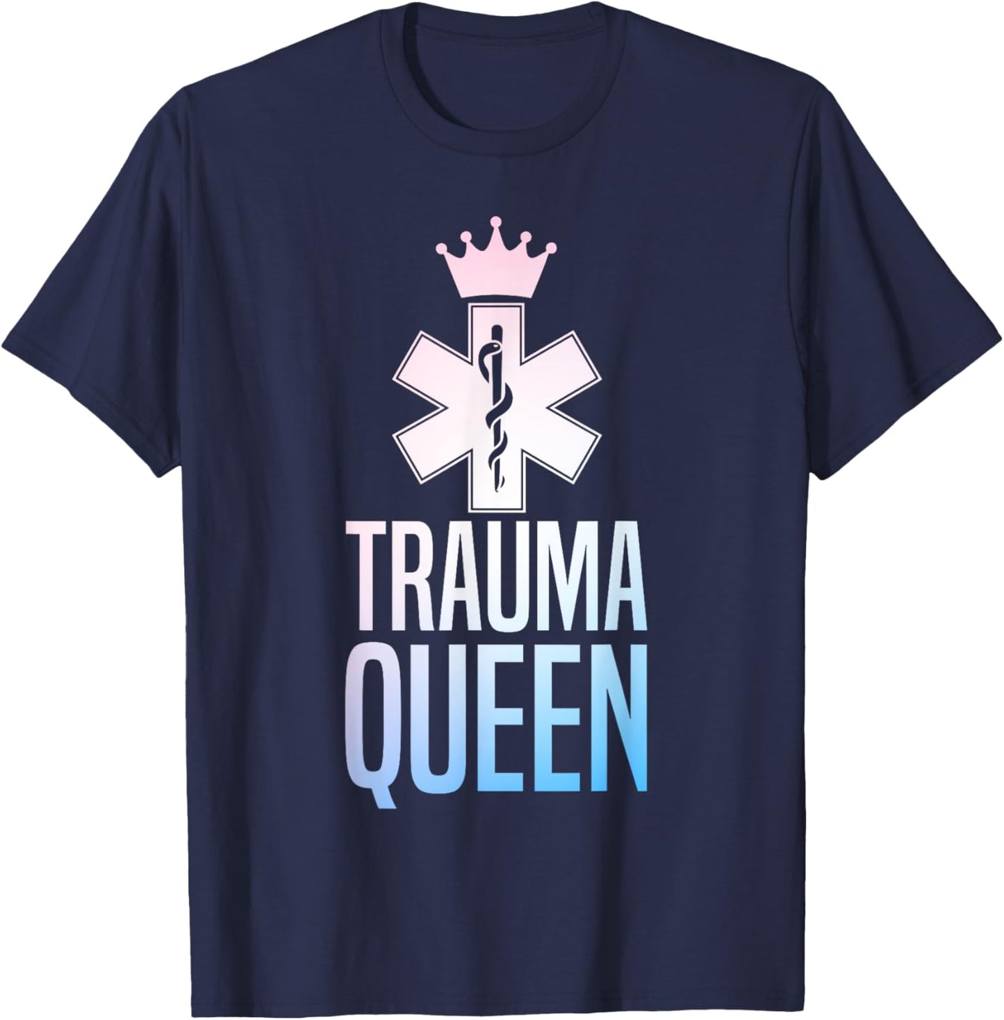 Funny Trauma Queen Art Girls Youth Paramedic EMT T-Shirt - T-Shirt | Navy