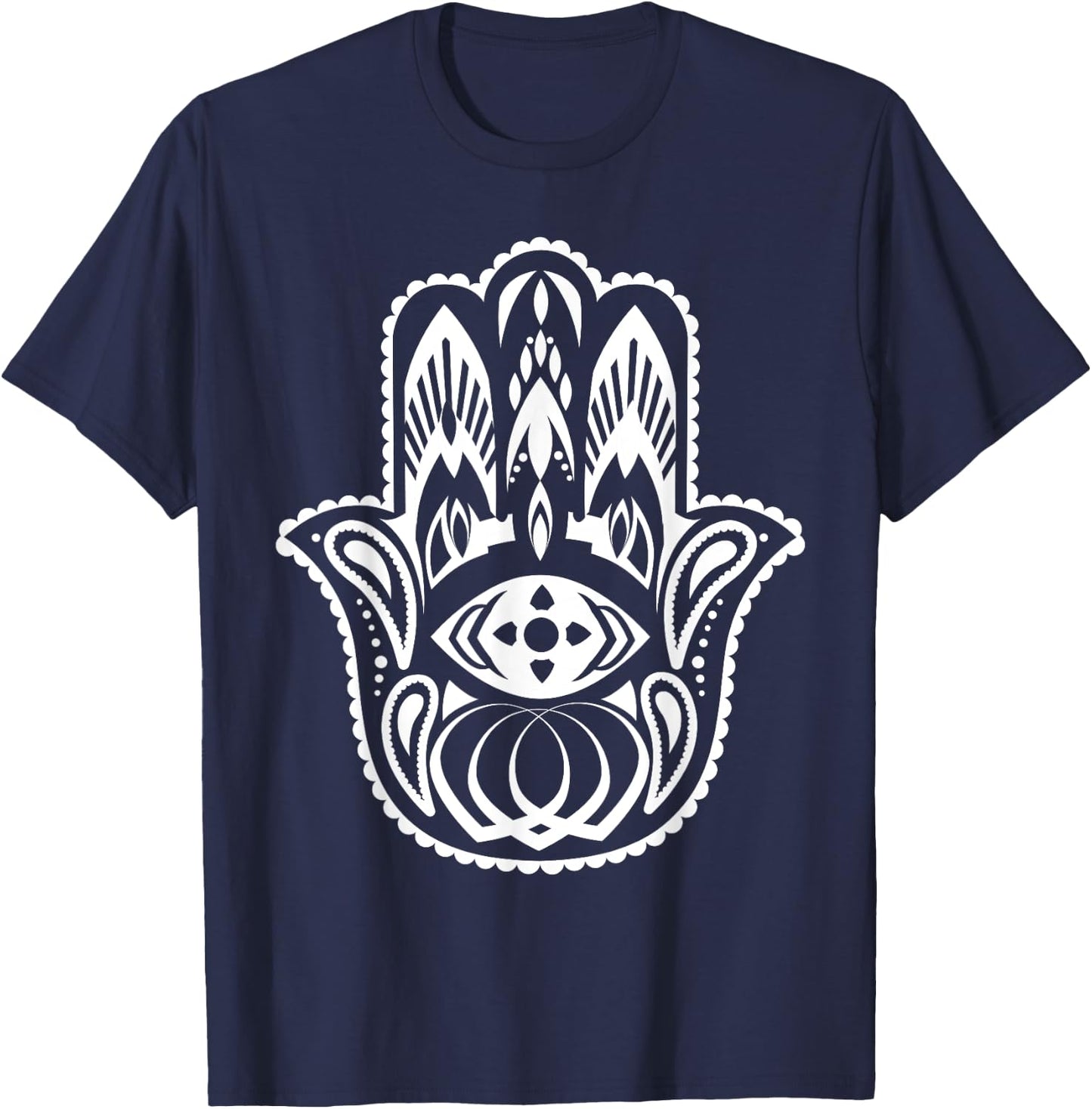 Spiritual Hamsa Hand Fatima Palm Good Luck Eye Khamsa Gifts T-Shirt - T-Shirt | Navy