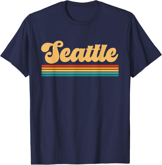 Retro Seattle Washington T-Shirt - T-Shirt | Navy