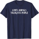 Loves Animals Tolerates People T-Shirt - T-Shirt | Navy
