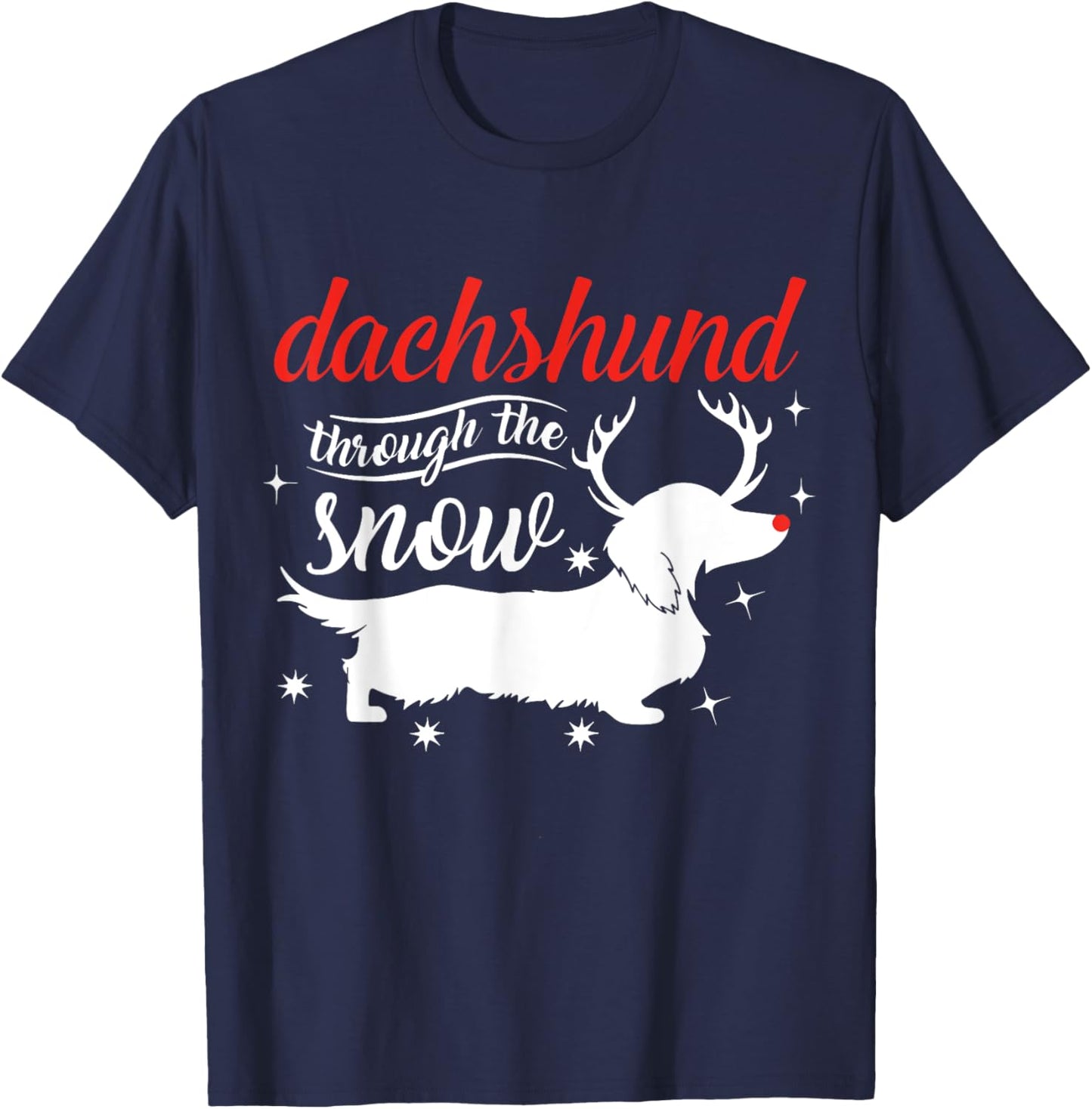 Dachshund Dog Through the Snow Weiner Dachshund T-Shirt - T-Shirt | Navy