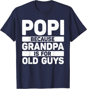 Popi Design For Grandpa From Grandkids Father's Day Popi T-Shirt - T-Shirt | Navy
