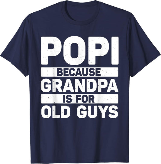 Popi Design For Grandpa From Grandkids Father's Day Popi T-Shirt - T-Shirt | Navy